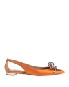 Aquazzura Woman Ballet Flats Orange Size 5.5 Textile Fibers