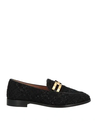 Aquazzura Woman Loafers Black Size 7 Textile Fibers, Leather