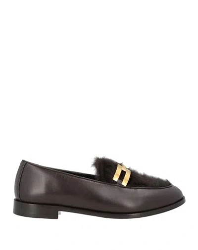 Aquazzura Woman Loafers Dark Brown Size 7.5 Calfskin