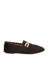 Aquazzura Woman Loafers Dark Brown Size 8 Shearling In Brown
