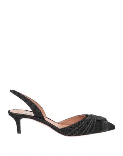 Aquazzura Woman Pumps Black Size 8 Textile Fibers In Multi