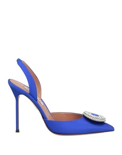 Aquazzura Woman Pumps Bright Blue Size 8 Textile Fibers