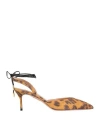 Aquazzura Woman Pumps Camel Size 7.5 Leather In Sand