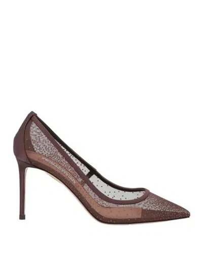Aquazzura Woman Pumps Chocolate Brown Size 8.5 Textile Fibers