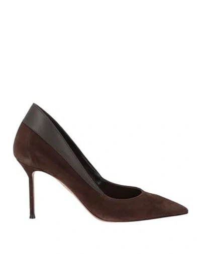 Aquazzura Woman Pumps Dark Brown Size 9.5 Leather