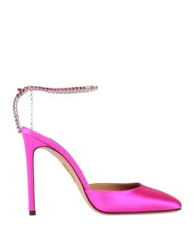Aquazzura Woman Pumps Fuchsia Size 8 Textile Fibers