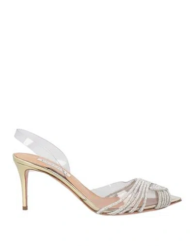Aquazzura Woman Pumps Gold Size 8 Plastic