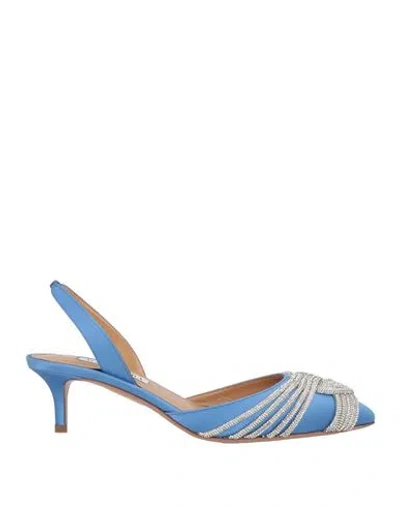 Aquazzura Woman Pumps Light Blue Size 7 Textile Fibers