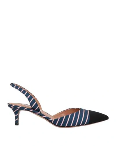 Aquazzura Woman Pumps Navy Size 6 Textile Fibers In Blue