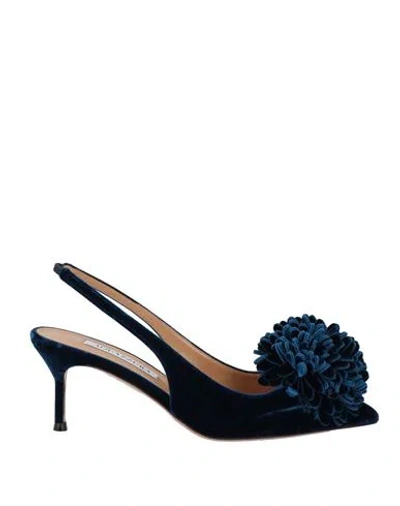 Aquazzura Woman Pumps Navy Size 7 Textile Fibers