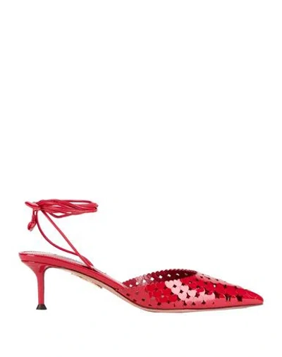 Aquazzura Woman Pumps Red Size 7 Leather
