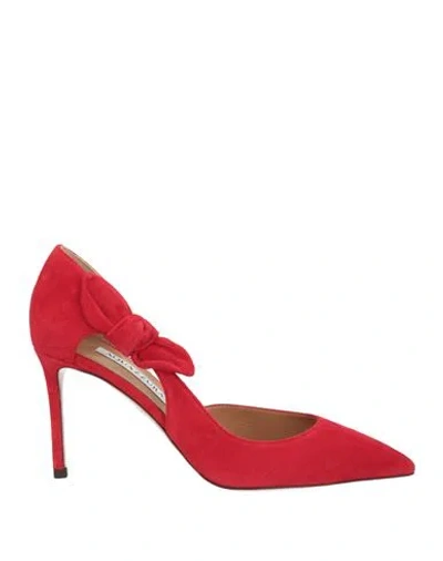 AQUAZZURA AQUAZZURA WOMAN PUMPS RED SIZE 6 LEATHER