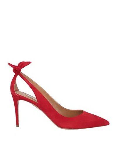 Aquazzura Bow Tie 85mm Suede Pumps In Red