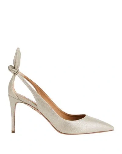 Aquazzura Woman Pumps Silver Size 6.5 Textile Fibers In White