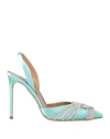 Aquazzura Woman Pumps Turquoise Size 7 Textile Fibers In Blue