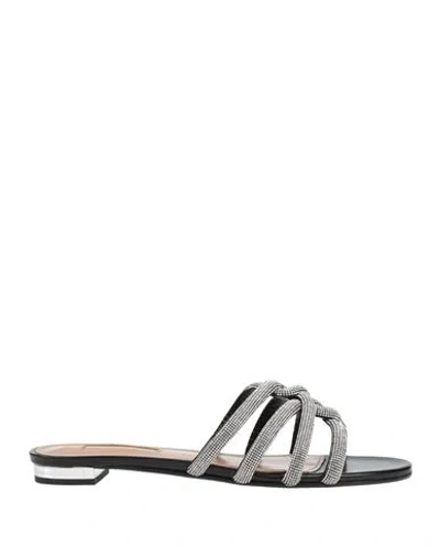 Aquazzura Woman Sandals Black Size 6 Leather