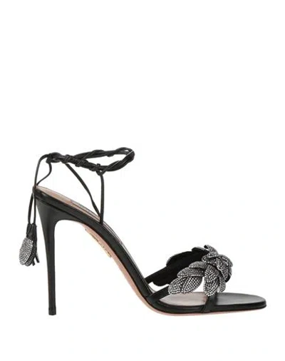 Aquazzura Woman Sandals Black Size 10 Soft Leather