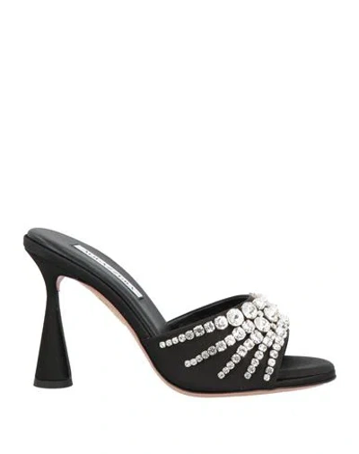 Aquazzura Woman Sandals Black Size 8 Textile Fibers