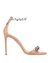 Aquazzura Woman Sandals Blush Size 12 Leather In Pink