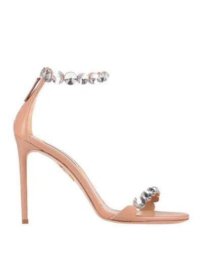 Aquazzura Woman Sandals Blush Size 12 Leather In Pink