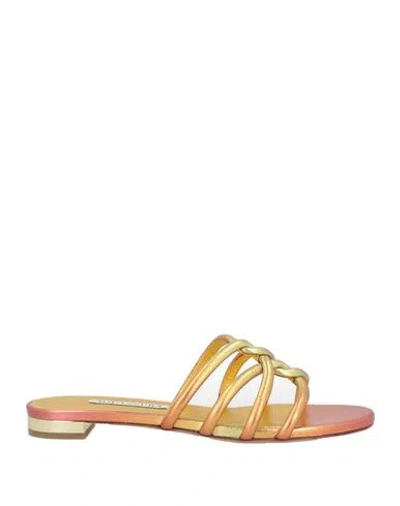 Aquazzura Woman Sandals Gold Size 6.5 Leather