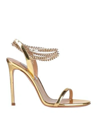Aquazzura Woman Sandals Gold Size 6.5 Textile Fibers