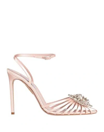 Aquazzura Woman Sandals Light Pink Size 10 Textile Fibers