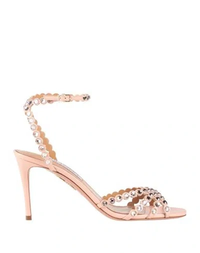 Aquazzura Woman Sandals Light Pink Size 8 Soft Leather
