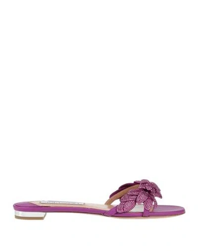 Aquazzura Woman Sandals Mauve Size 6 Leather