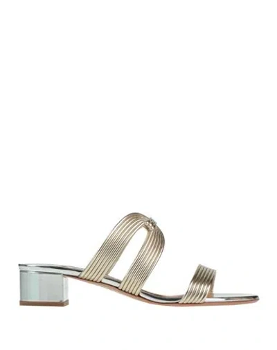 Aquazzura Woman Sandals Platinum Size 8 Leather In Gray