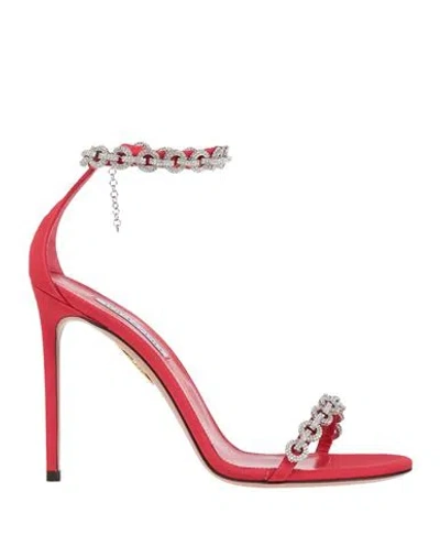 Aquazzura Woman Sandals Red Size 5.5 Textile Fibers