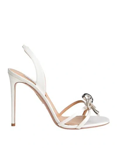 Aquazzura Woman Sandals White Size 12 Textile Fibers