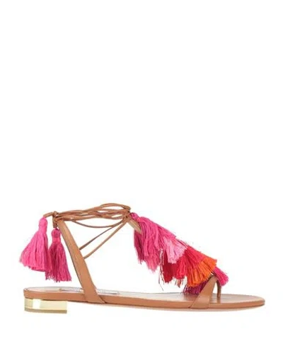 Aquazzura Capri Tassel-detail Sandals In Brown