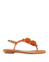 Aquazzura Woman Thong Sandal Orange Size 7 Textile Fibers