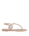 Aquazzura T-strap Pink Sandals With Circular Embellishments