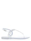 Aquazzura Almost Bare Crystal Jelly Sandal Flats Transparent In White