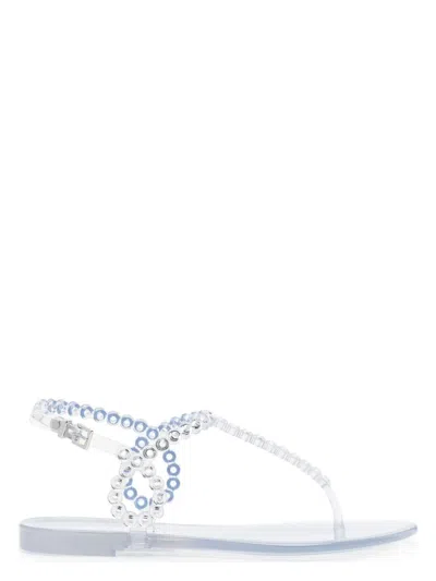 AQUAZZURA WOMEN'S ALMOST BARE CRYSTAL JELLY FLAT SANDALS