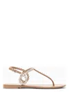 Aquazzura T-strap Pink Sandals With Circular Embellishments In Powderpink