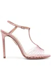 Aquazzura Amore Mio 105 Sandals In Nappa Leather And Pvc In Pink