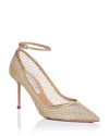 Aquazzura Women's Asha 85 Mesh Pumps In Light Gold