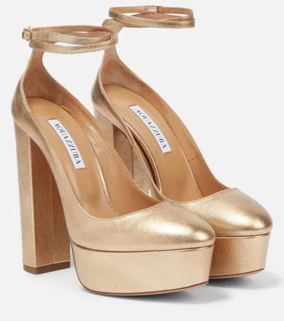 Aquazzura Women's Blake Plateau 140 Platform Heels In Soft Bronze In Multi