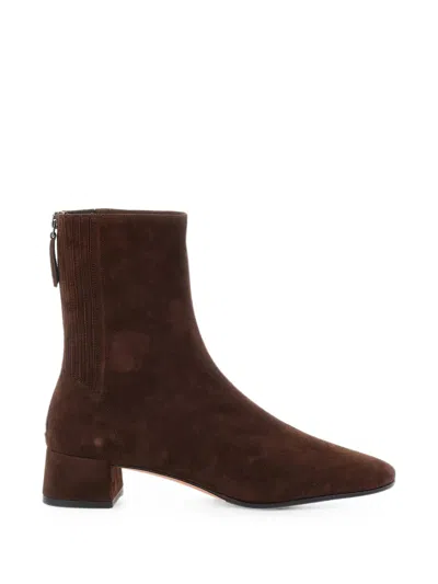 Aquazzura Saint Honore Almond-toe Ankle Boots In Brown