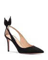 Aquazzura Bow Tie 105mm Leather Pumps In Black