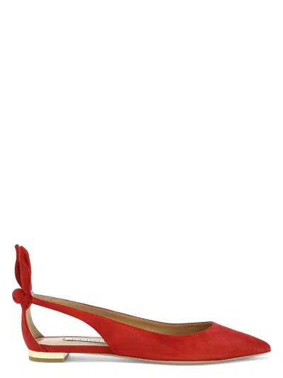 AQUAZZURA WOMEN'S BOW TIE SUEDE BALLERINAS