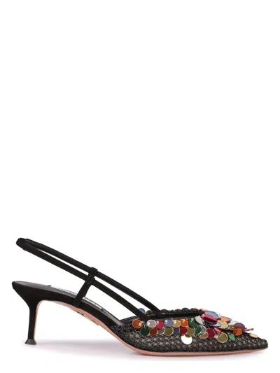 AQUAZZURA WOMEN'S CAN CAN POINTY-TOE SLINGBACK PUMPS