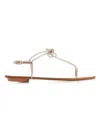Aquazzura 5mm Capri Mirror Leather Flat Sandals In Lighcopper