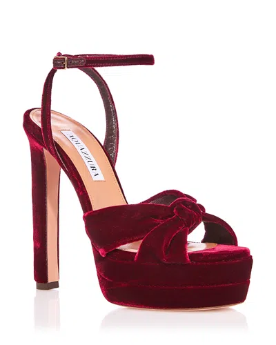 Aquazzura Women's Cupid Plateau 130 Velvet Platform Sandals In Multi
