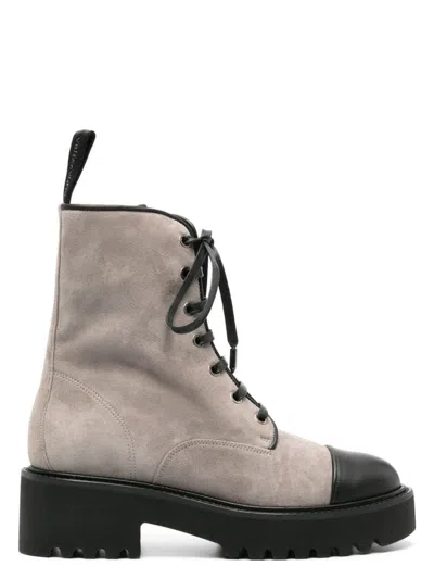 Aquazzura Desert Suede Lace-up Boots In Fgb Grey