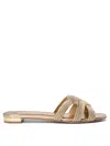 Aquazzura Sundance Faux Leather Slides In Gold
