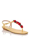 Aquazzura Fragolina Sugar Embellished Raffia-effect Flat Sandals In Neutral